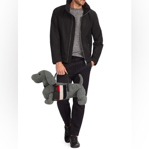 THOM BROWNE GREY BOILED WOOL STRIPE HECTOR BAG TOTE RED NAVY LARGE XL - Picture 11 of 15